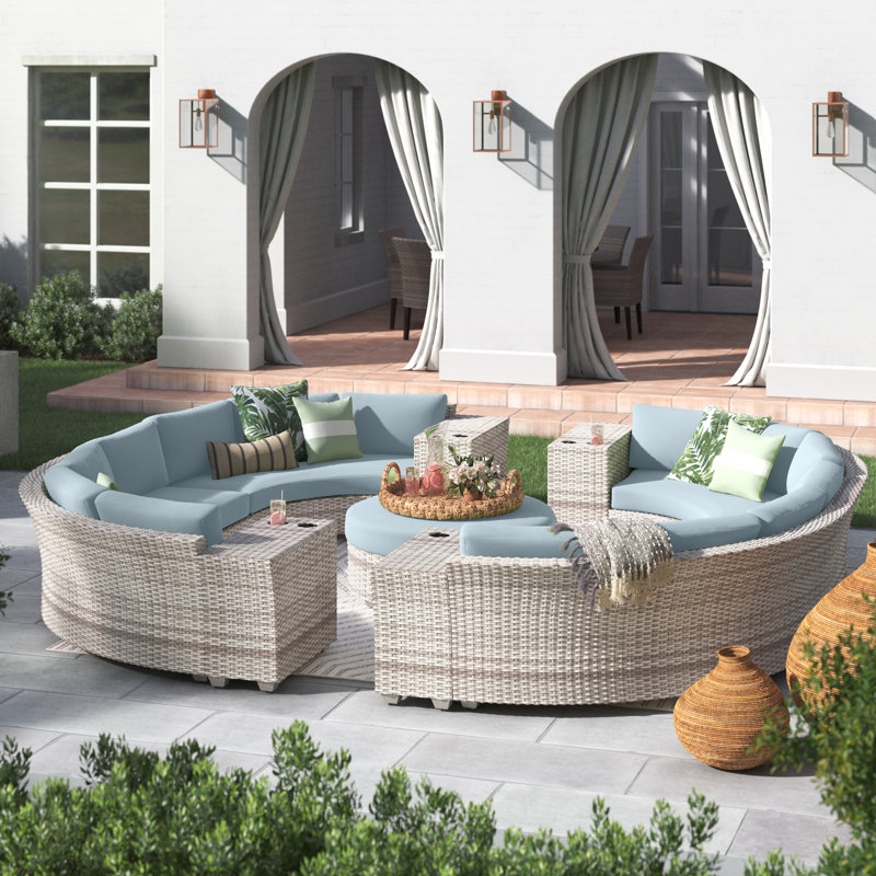 Vida 11 Piece Rattan Sectional Seating Group with Cushions & Reviews